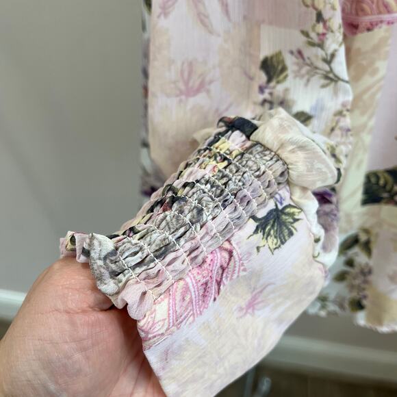 Cynthia Rowley Plus 2X Floral Button Shirt Cottagecore Lace Trim Blouse Top - Picture 8 of 10